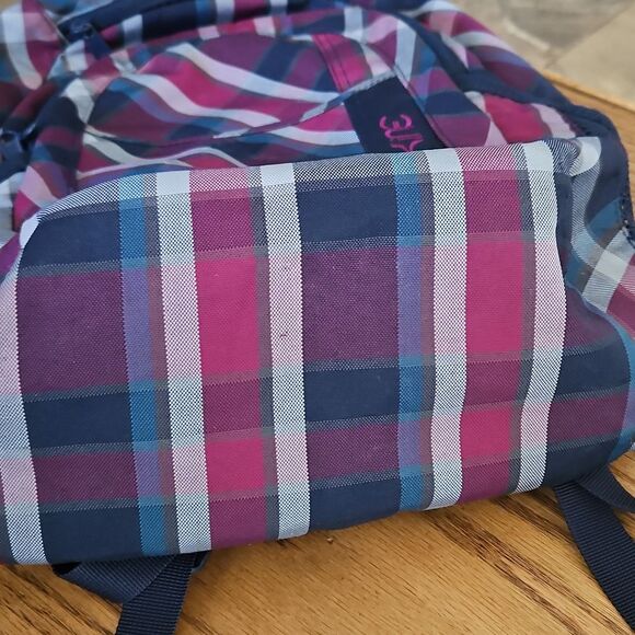 Dakine Laptop Backpack Garden Plaid - Gray Navy Purple Travel School - Picture 6 of 12